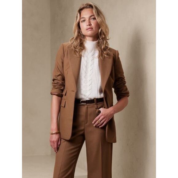 Banana Republic Women 6 Tall Lido Sculpted Italian Wool Long Suit Blazer Jacket - Picture 1 of 16